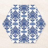 Luxury Royal Blue and White Baroque Floral Pattern Untersetzer (Vorderseite)