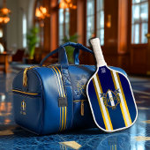 Luxury Royal Blue and White Monogram Pickleball Schläger