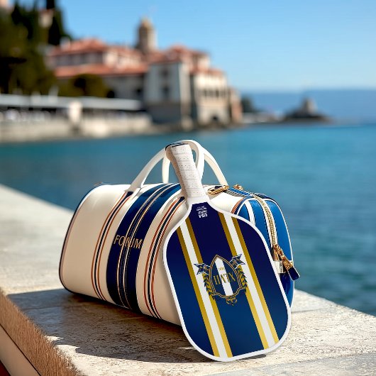 Luxury Royal Blue and White Monogram Pickleball Schläger