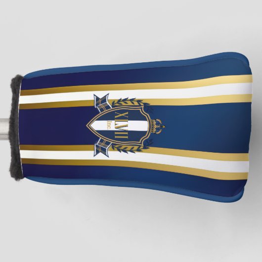 Luxury Royal Blue and White Monogram Putter  Golf Headcover (Vorderseite)