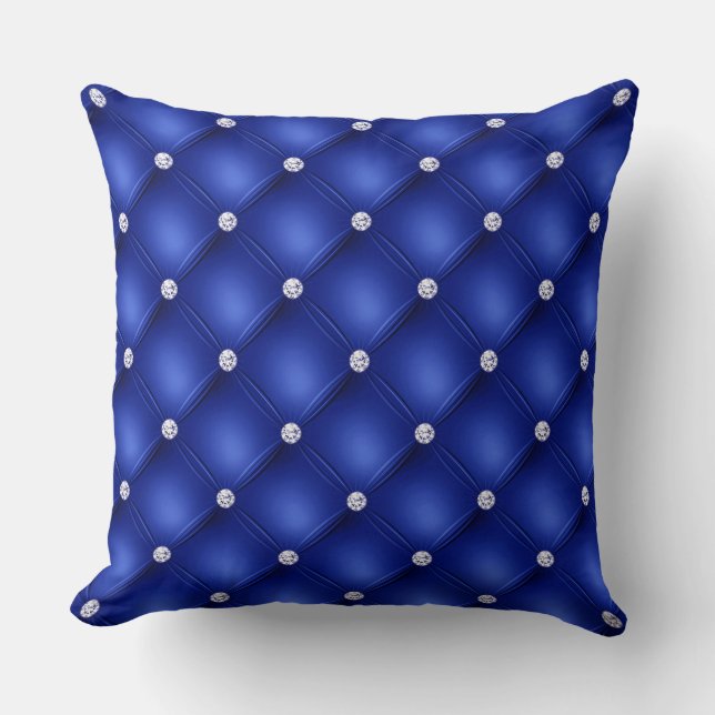 Luxury Royal Blue Diamond Muster Kissen (Vorderseite)