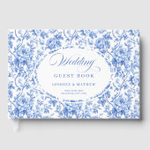 Luxury Royal Blue Floral Toile Roses Guest Book Gästebuch (Vorderseite)