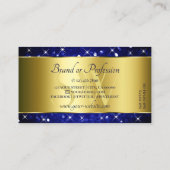 Luxury Royal Blue Glitzer Stars Gold und Monogram Visitenkarte (Rückseite)