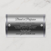 Luxury Royal Blue Sparkle Glitzer Diamonds Silver Visitenkarte (Rückseite)