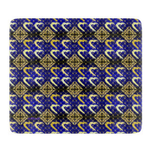 Luxury Royal Blue und Gold Hearts Cutting Board Schneidebrett