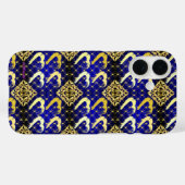 Luxury Royal Blue und Gold Hearts iPhone 16 Fall Case-Mate iPhone Hülle (Rückseite (Horizontal))