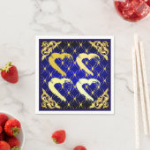 Luxury Royal Blue und Gold Hearts Napkin Serviette (Beispiel)