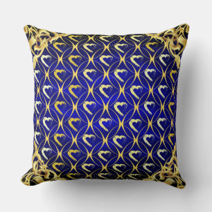 Luxury Royal Blue und Gold Hearts Pillow Kissen