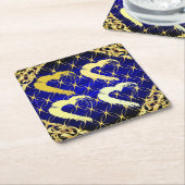 Luxury Royal Blue und Gold Hearts Untersetzer (angewinkelt)