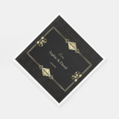 Luxury Royal Gold Black Art Deco 1920er Hochzeit Serviette (Ecke)