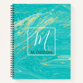 Luxury Royal Marble Blue Gold Monogram Business Notizblock