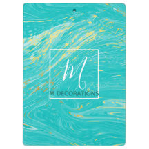 Luxury Royal Marble Gold Blue Monogram Business