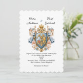 Luxury Royal Victorian Crest Wedding Einladung (Stehend Vorderseite)