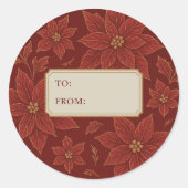 Luxury Ruby & Gold Poinsettia Christmas Runder Aufkleber (Vorderseite)