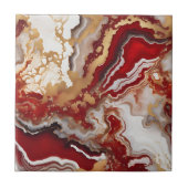 Luxury Ruby Red Gold Liquid Marble Agate Fluid Art Fliese (Vorderseite)