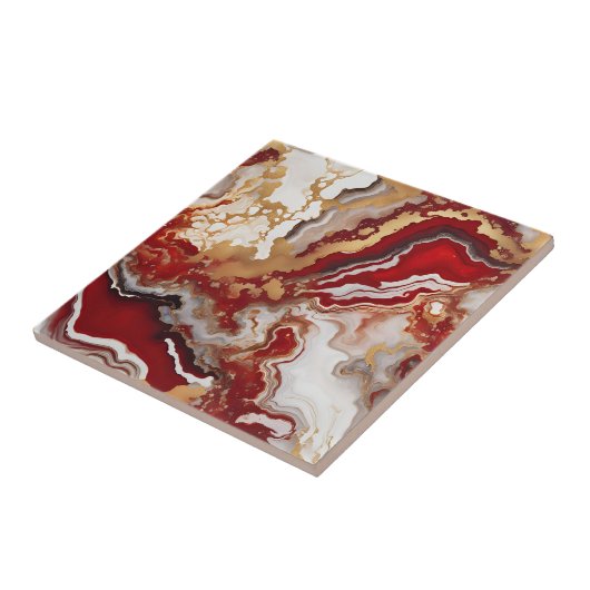 Luxury Ruby Red Gold Liquid Marble Agate Fluid Art Fliese (Seite)
