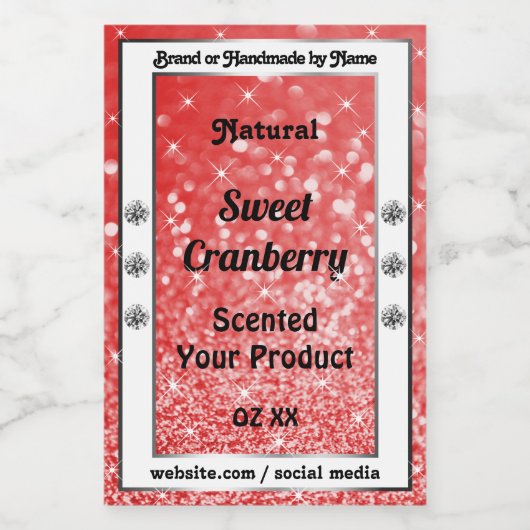 Luxury Ruby Red Sparkling Glitzer Product Labels Lebensmitteletikett (Einzelnes Label)