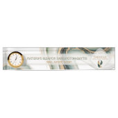Luxury Sage Gold Marble Plus Clock Realtor Office Namensplakette (Vorderseite)