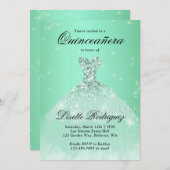 Luxury Sage Green 15. Geburtstag Quinceanera Einladung (Vorne/Hinten)