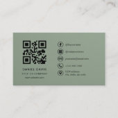 Luxury Sage Green Company Logo QR Code  Visitenkarte (Vorderseite)