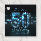 Luxury Sapphire Blue Gems 50th Birthday Geschenkanhänger (Vorderseite)