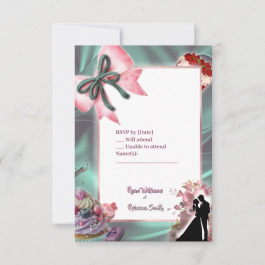 Luxury Satin Bow Wedding RSVP Card Karte (Vorderseite)