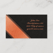 Luxury shimmering orange structured black design visitenkarte (Rückseite)