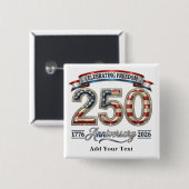 Luxury Shiny America 250 Anniversary Custom Text Button (Vorne & Hinten)