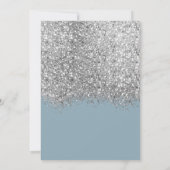 Luxury Silver Blue Glitzer Confetti Wedding Save The Date (Rückseite)