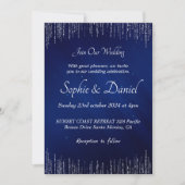 Luxury Silver Blue Wedding Einladung (Vorderseite)