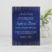 Luxury Silver Blue Wedding Einladung (Stehend Vorderseite)
