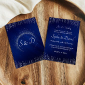 Luxury Silver Blue Wedding Einladung