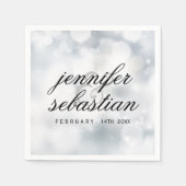 Luxury Silver bokeh WEDDING MONOGRAM Serviette (Vorderseite)