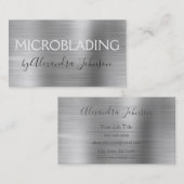 Luxury Silver Brushed Metal Microblading Visitenkarte (Vorne/Hinten)