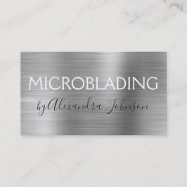 Luxury Silver Brushed Metal Microblading Visitenkarte