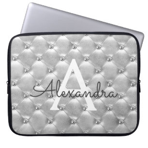 Luxury Silver Elegant Vintag Monogram Laptopschutzhülle