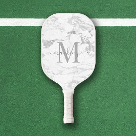 Luxury Silver Foil Marmor Monogram Pickleball Schläger