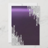 Luxury Silver Glitter Drips Purple 50th Einladung (Rückseite)