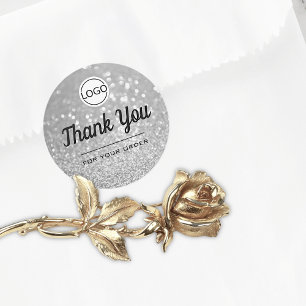 Luxury Silver Glitzer Elegant Minimalistisch Viele Runder Aufkleber