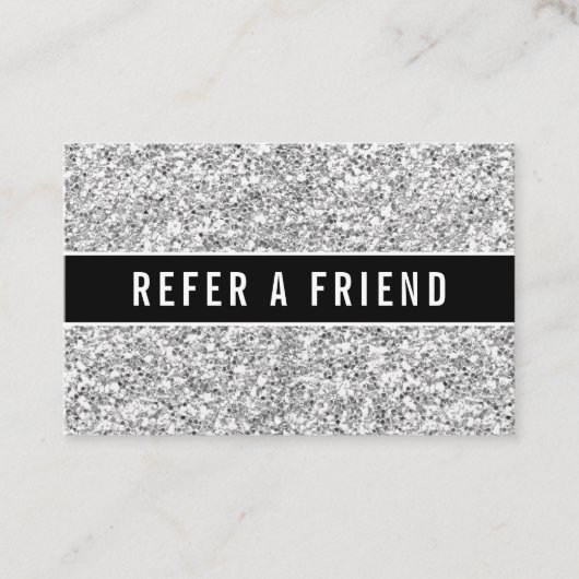 Luxury Silver Glitzer Salon Referenz Kunde Visitenkarte (Vorderseite)