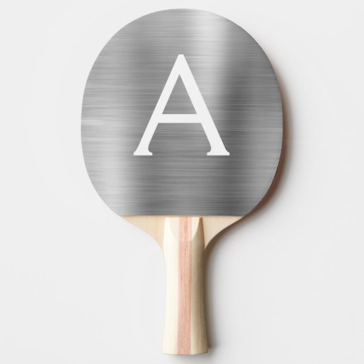 Luxury Silver Metallic Foil Monogram Tischtennis Schläger (Vorderseite)