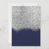 Luxury Silver Navy Glitzer Confetti Sweet 16 Einladung (Rückseite)