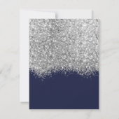 Luxury Silver Navy Glitzer Confetti Wedding RSVP Karte (Rückseite)