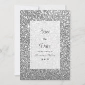Luxury silver sparkly glitter glam Save The Date  Einladung (Vorderseite)