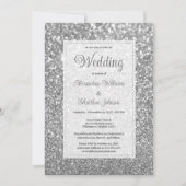 Luxury silver sparkly glitter glam Wedding  Einladung (Vorderseite)