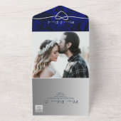 Luxury Silver und Royal Blue Wedding All In One Einladung (Außenbereich)