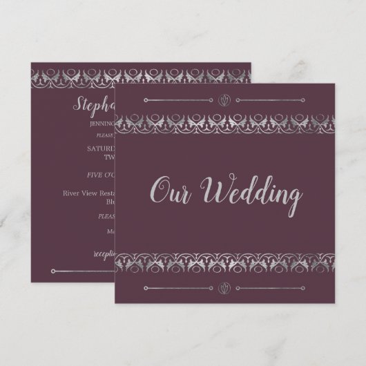 Luxury Silver Wedding Einladung (Vorne/Hinten)