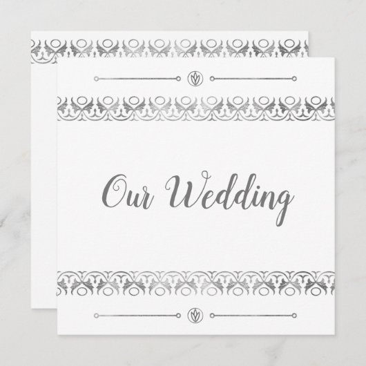 Luxury Silver Wedding Einladung (Vorne/Hinten)