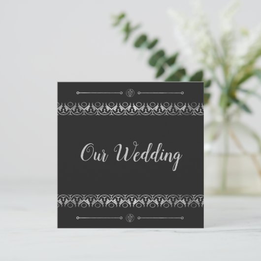 Luxury Silver Wedding Einladung (Stehend Vorderseite)