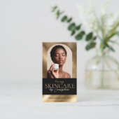 Luxury Skincare Esthetician Arch Photo Black Gold Visitenkarte (Stehend Vorderseite)